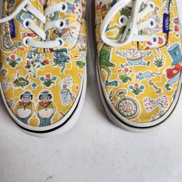 VANS Liberty of London Alice in Wonderland Mad Hatter Yellow Women Size 7.5 - Picture 11 of 12